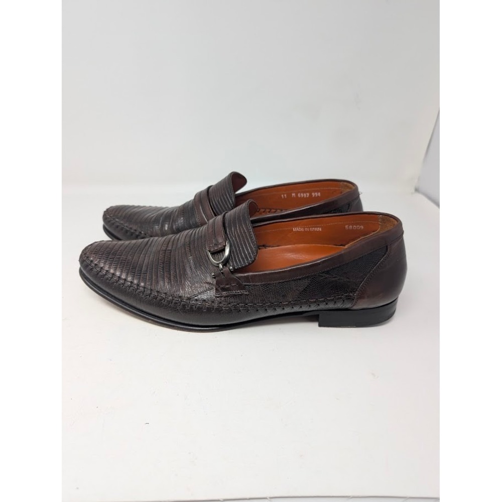 Mezlan Borgia Genuine Lizard Bit Loafers Brown Men sz 11